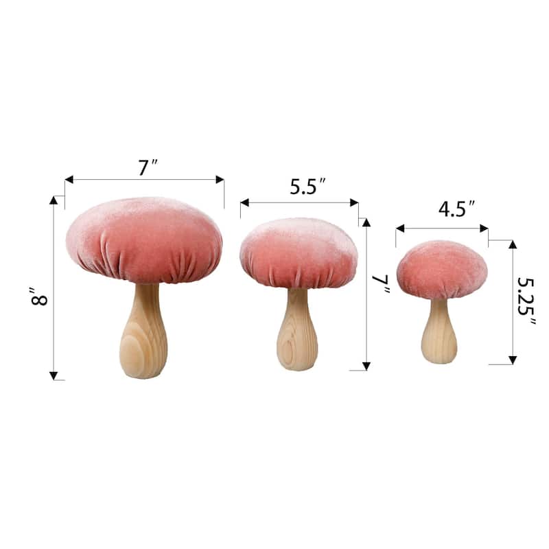 Set of 3 Coral Velvet Mushrooms