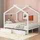 preview thumbnail 1 of 15, Full Size House Platform Bed with 2 Drawers,Headboard and Footboard, Roof Design, White White