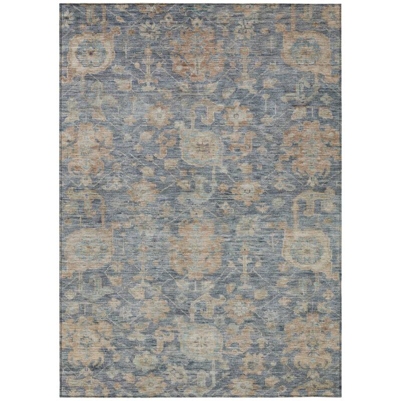 HomeRoots Damask Traditional Rectangle Outdoor Rug