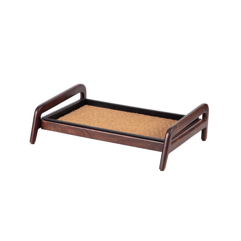 Jani Single-Tier Brown Stand 2-Pair Rubber Boot Tray - Smoked Oak