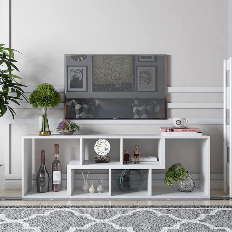 Grondin 2-Piece L Shaped TV Stand, Multi-Functional Free Combination Media Console Bookshelf for Living Room Bedroom