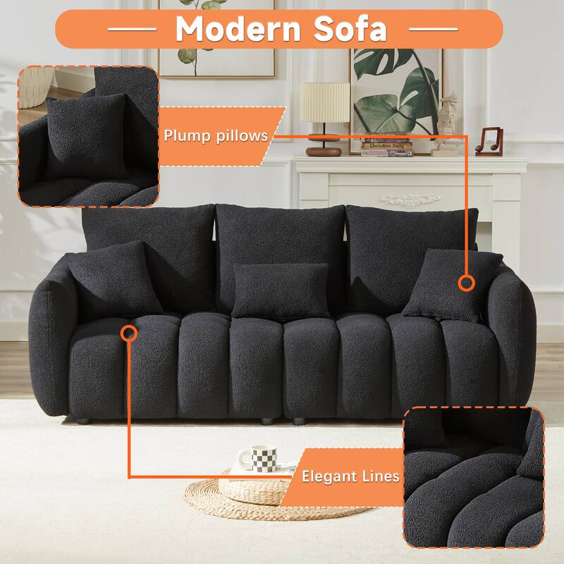 3-Seater + 3-Seater Sofa Combo - Teddy Upholstery for Family Gatherings