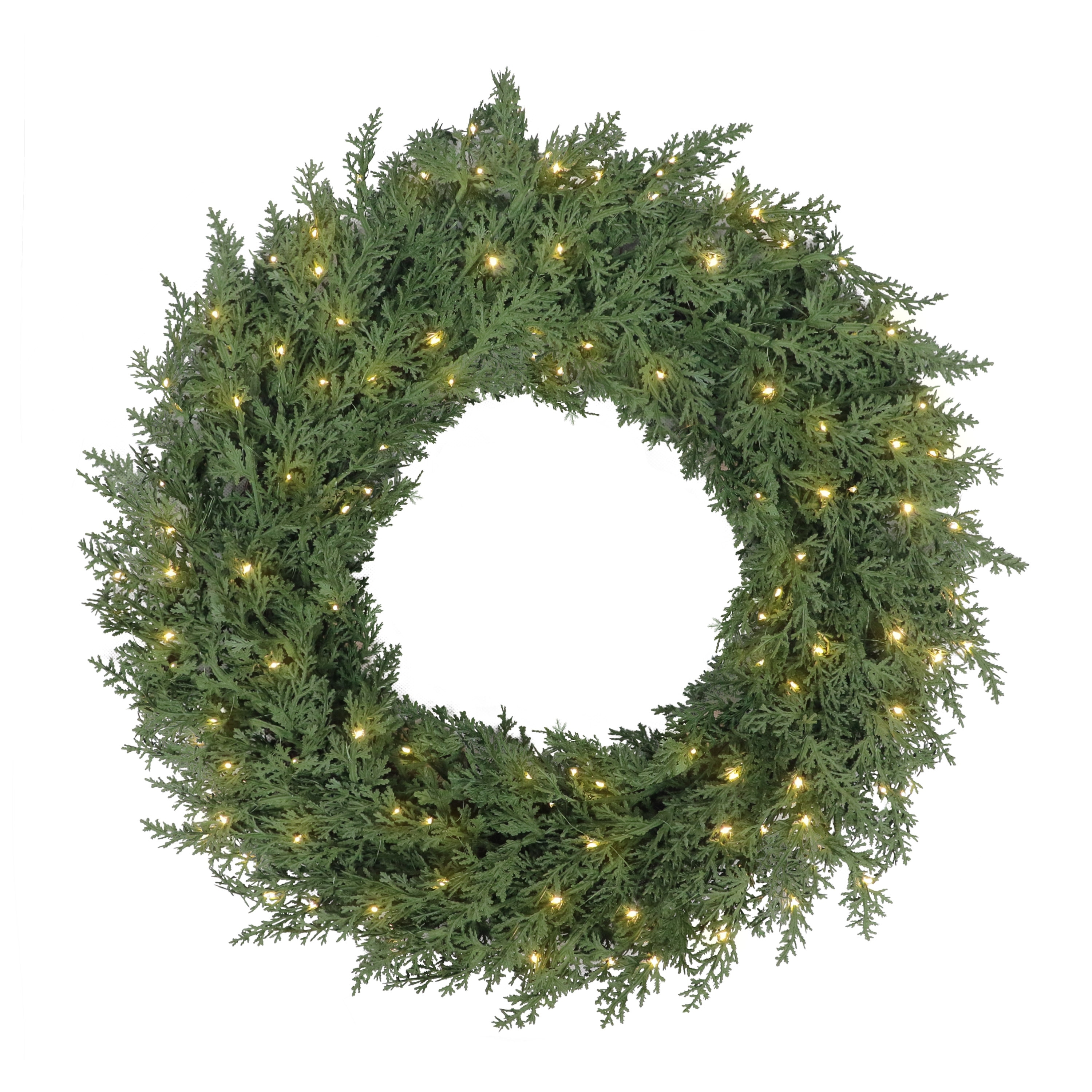 Puleo Classic 24 Inch Cedar Wreath - Prelit