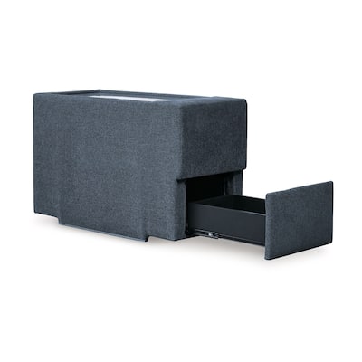 Meso Modular Console, Built In Storage, Ink Blue Nuvella, 37 Inch