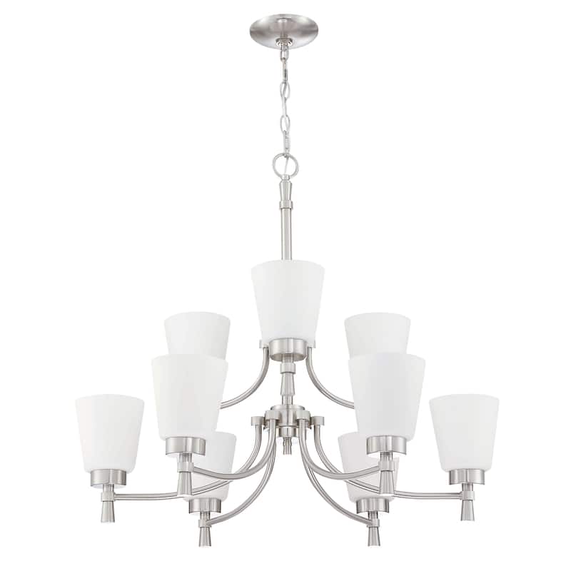 9-Light Mid-Century Modern Shaded Tiered Pendant Lighting Chandelier