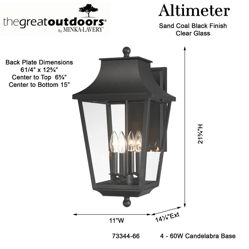 The Great Outdoors 73344 Altimeter 4 Light 22" Tall Outdoor Wall