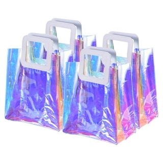 Jutom 20-Pack Iridescent Gift Bags - 6x3x8 Inch Blue Holographic Party Favor Totes