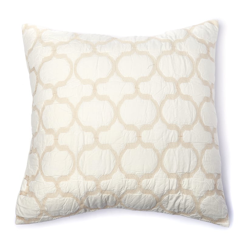 Jaimy Ivory Cotton Pillow Sham - Euro Square