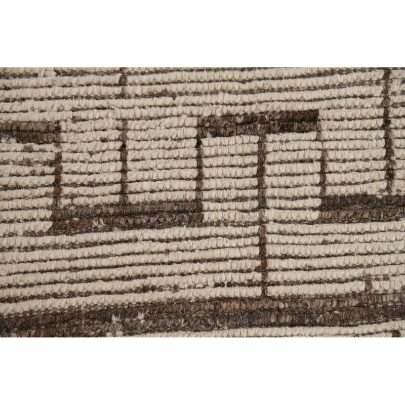 All-Over Moroccan Modern Area Rug Hand-Knotted Wool Carpet - 8'0" x 12'1"