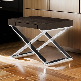 Rix 21 Inch Side End Table, 1 Drawer, X Steel Legs, Espresso Brown Wood ...