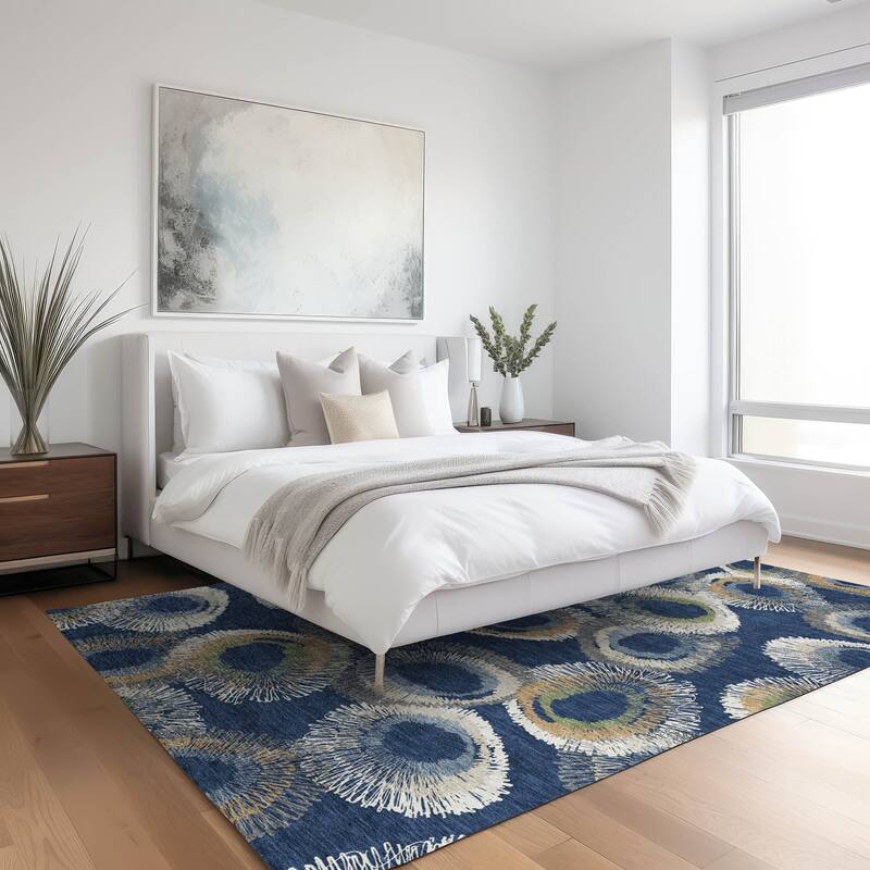 Machine Washable Indoor/ Outdoor Modern Spikey Chantille Rug
