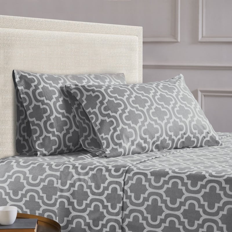 Superior Flannel Cotton Trellis Pocket Bed Sheet Set