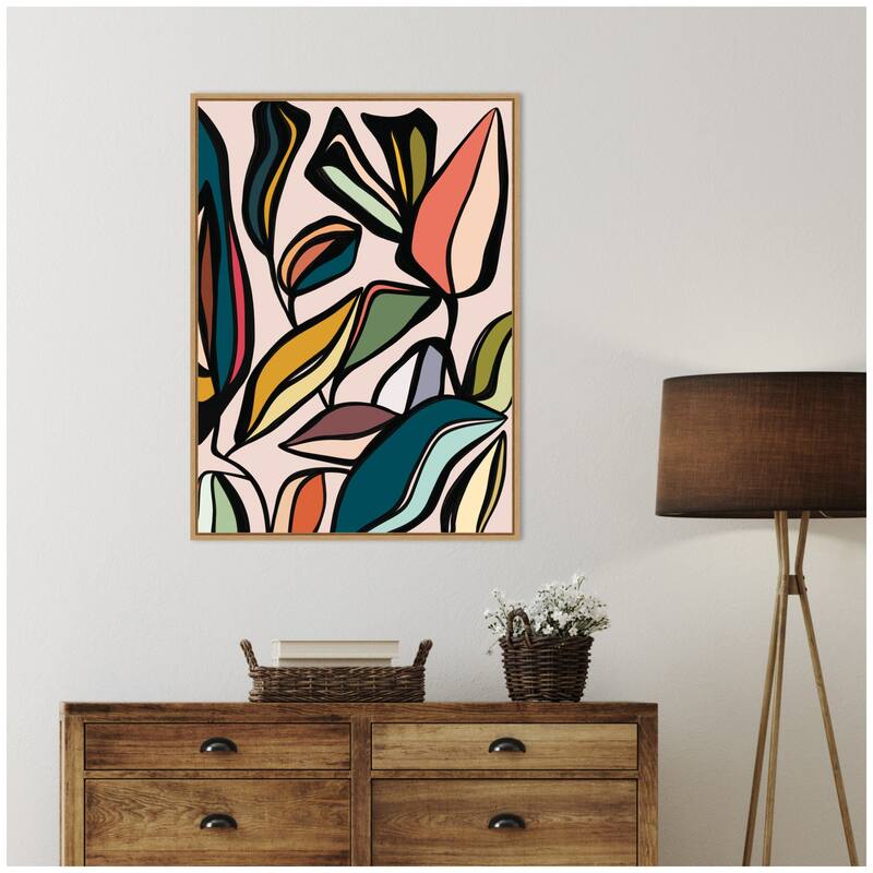 Kate and Laurel Fanciful Ficus Expansion by Alicia Bock Framed Canvas Wall Art Print