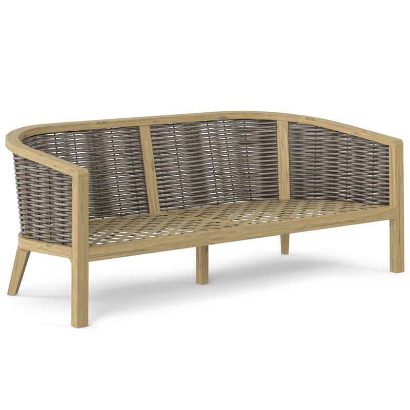WyndenHall Iris 70 inch Wide Contemporary Outdoor Sofa in Natural Polyester Fabric, Fully Assembled