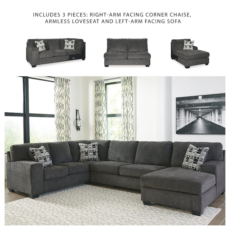 Ballinasloe 3-Piece Sectional - Smoke
