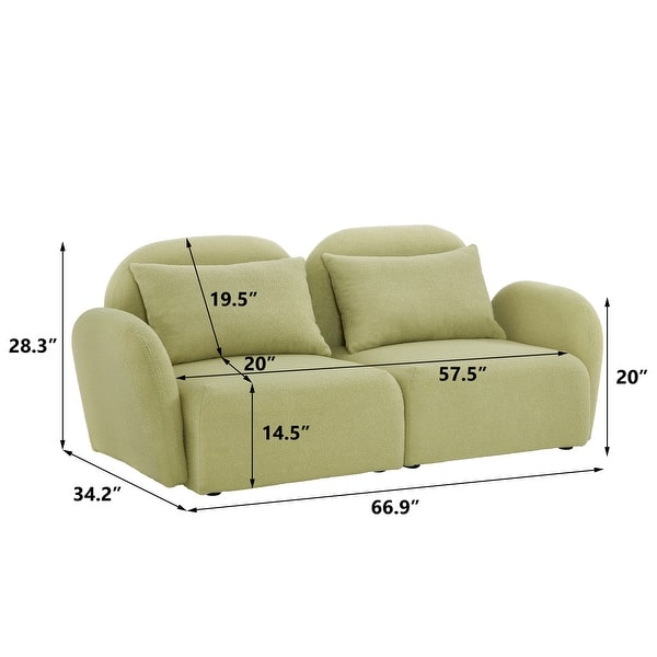 dimension image slide 2 of 4, Teddy Upholstered Sofa Loveseat With Pillows