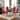 Wood Dining Set with 4 Red Upholstered Chairs & Round Table