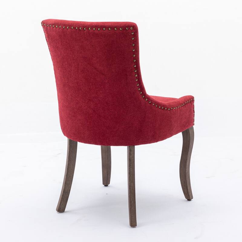 Ultra Side Dining Chairs Set of 2, Tufted Upholstered Fabric Dining Chairs, Accent Chairs with Wood Legs & Nailhead Trims