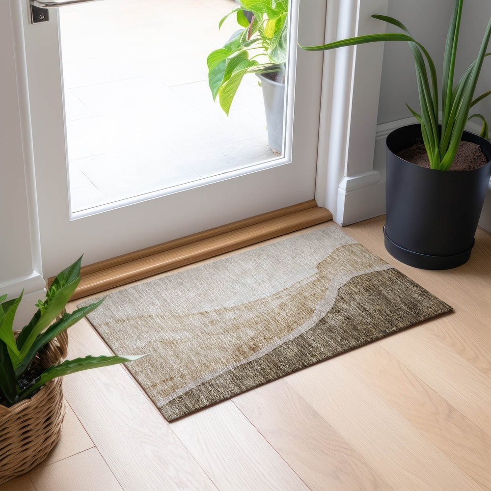 Machine Washable Indoor/ Outdoor Chantille Modern Abstract Rug