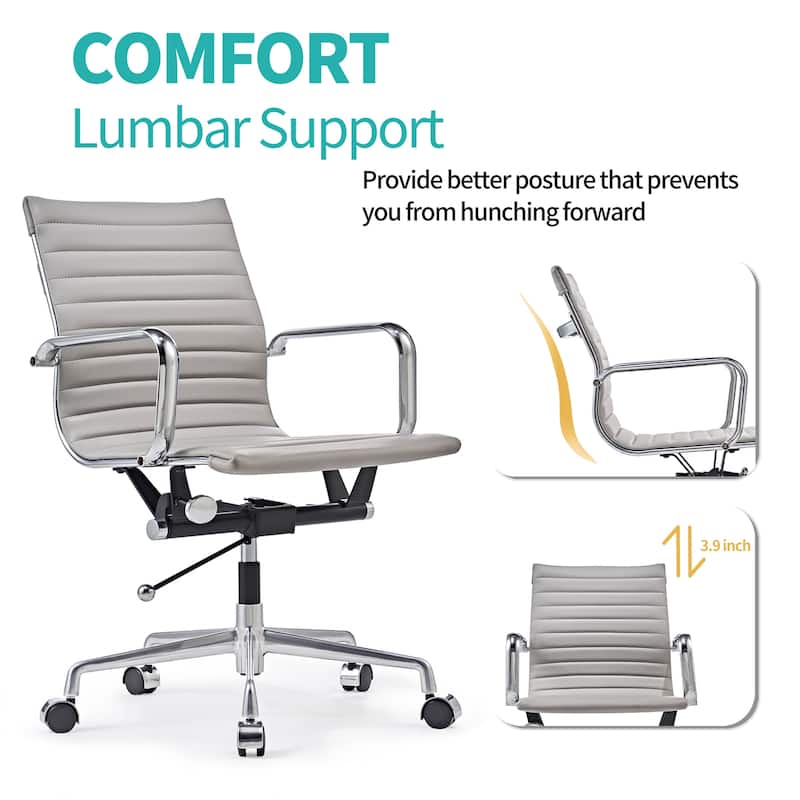 CAROCC Ribbed Computer Desk Office PU Chair Height Adjustable - N/A