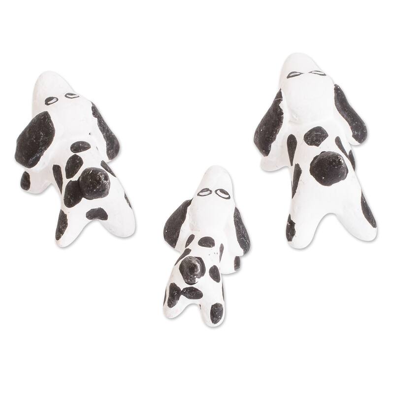 Novica Handmade Dalmatian Family Ceramic Figurines (Set Of 3)