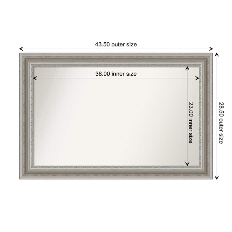 Parlor Silver Framed Non-Beveled Custom Wall Mirror, Bathroom Vanity Mirror - Outer Size: 43.5 x 28.5