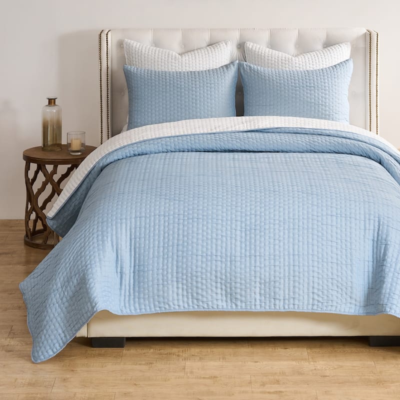 Greenland Home Fashions Homestead Modern Artisan Coverlet Set - Twin - Twin XL - Sky Blue