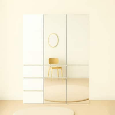 Elise Modular Wood Closet System with Mirror in White - 47.1"D x 17.72"W x 70.9"H