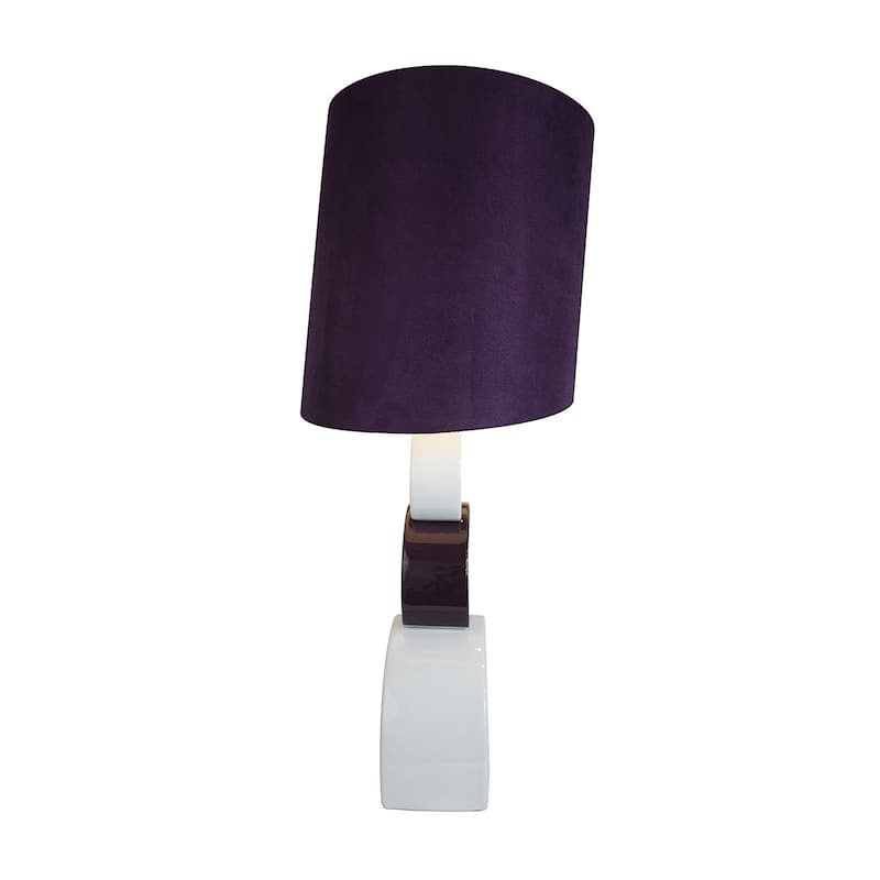 28.5 in. Purple and White Finish Table Lamp with Purple Shade, Sturdy Table Lamp for Living Rooms and Bedrooms