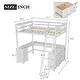 dimension image slide 0 of 4, Solid Wood Loft Bed with U-Shaped Desk, Kids Loft Bed Frame with Drawers and Storage Shelves for Kids Teens Adults