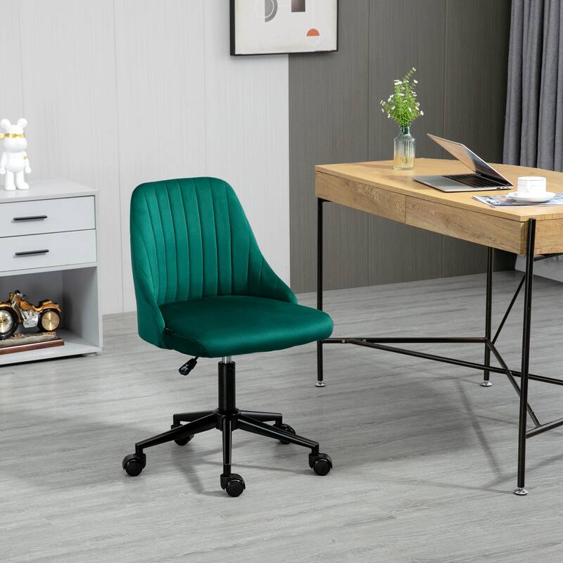 Green Computer Chair Vanity Chair with Adjustable Height, Home Desk Chair Visitor Chair Executive Chair with Wheels - Green