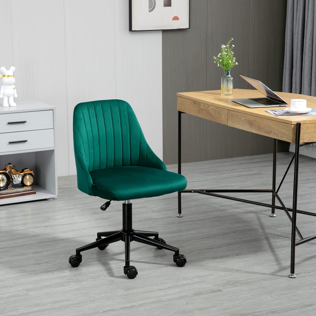 Green Computer Chair Vanity Chair with Adjustable Height, Home Desk Chair Visitor Chair Executive Chair with Wheels