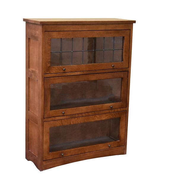 slide 2 of 2, Mission Craftsman Style Oak Barrister Bookcase - 3 Stack Black/Brown