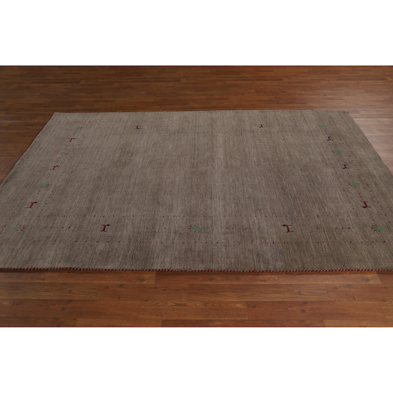 Hand Knotted Oriental 100% Wool Carpet Tribal Animal Pictorial Brown Gabbeh Area Rug - 7' 11'' X 5' 1''