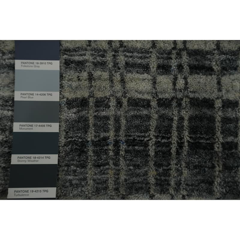 Hand Knotted Oriental 100% Wool Carpet Traditional Geometric Greys & Charcoal IKats Area Rug - 14' 5'' X 11' 6''