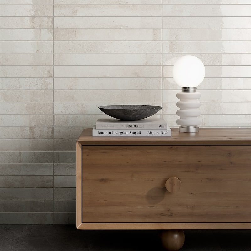 Aria 2x18 Glossy Porcelain Subway Tile - Floor, Wall, Backsplash - Case of 32 (7.42 Sq. ft.) - Fog
