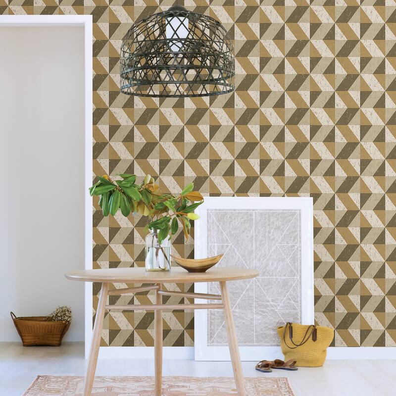 A-Street Prints Cerium Light Brown Concrete Geometric Wallpaper