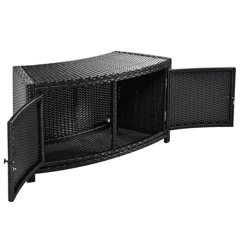 Patio Rattan Sofa Set with Storage Spaces