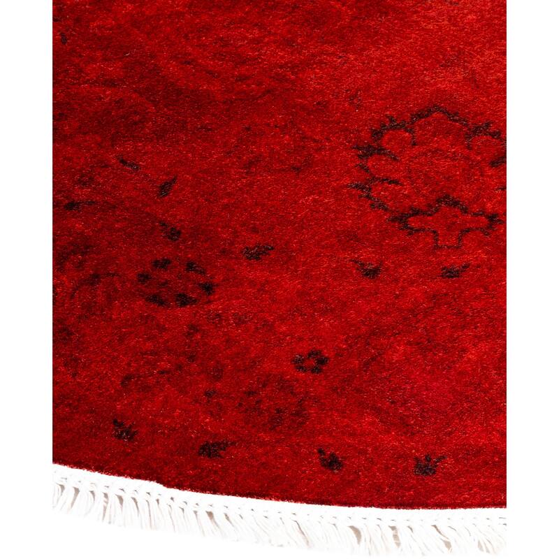 Overdyed One-of-a-Kind Hand-Knotted Area Rug - Red - 5' 1" x 5' 1"