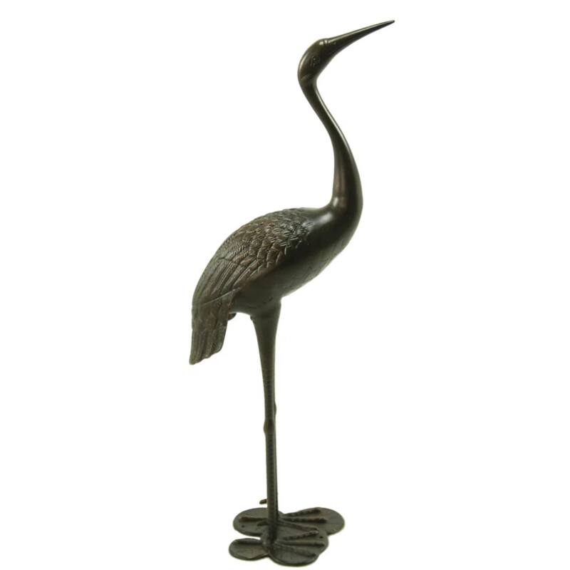 Roomfitters Outdoor Rust-Proof Cast Aluminum Crane Garden Statues, Set of 2 Hand-Crafted Bird Sculptures, Dark Bronze