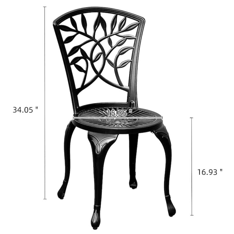 Moasis Set of 2 Cast Aluminum Outdoor Dining Chairs Patio Bistro Chairs for Backyard