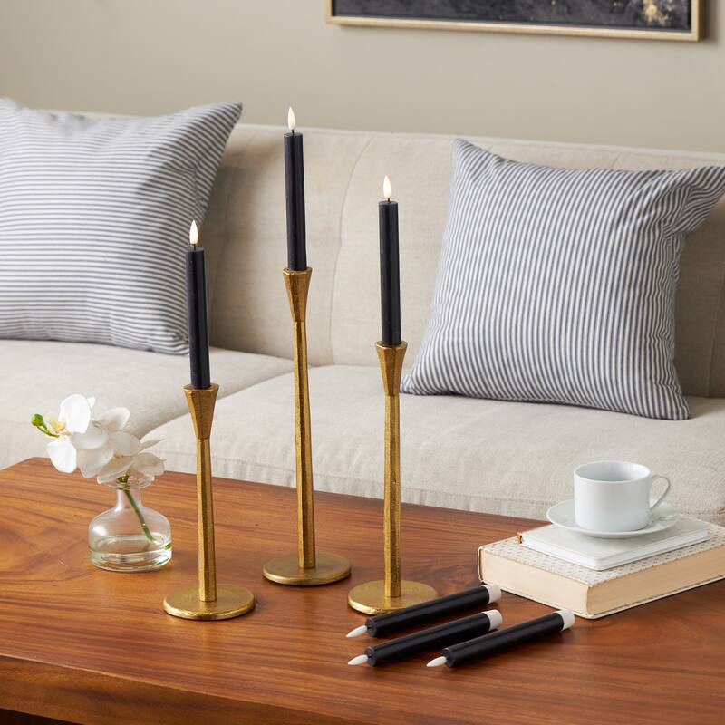 Wax Indoor Outdoor Flameless Candle with Remote Control (Set of 6) - Black