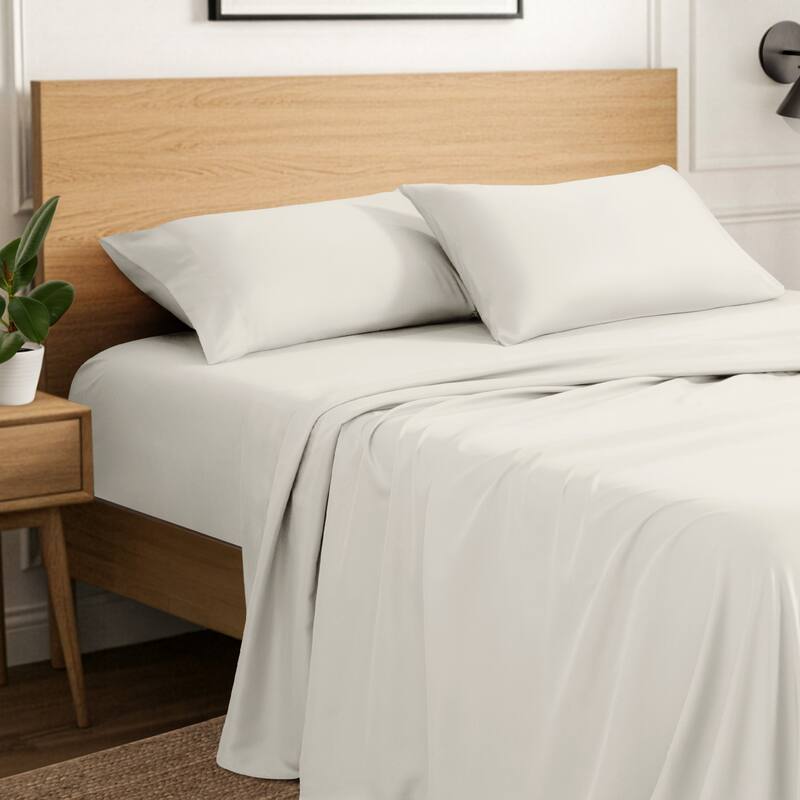 Ivy Union Microfiber Sheet Set - Deep Pocket - Split Head Flex King - Cream