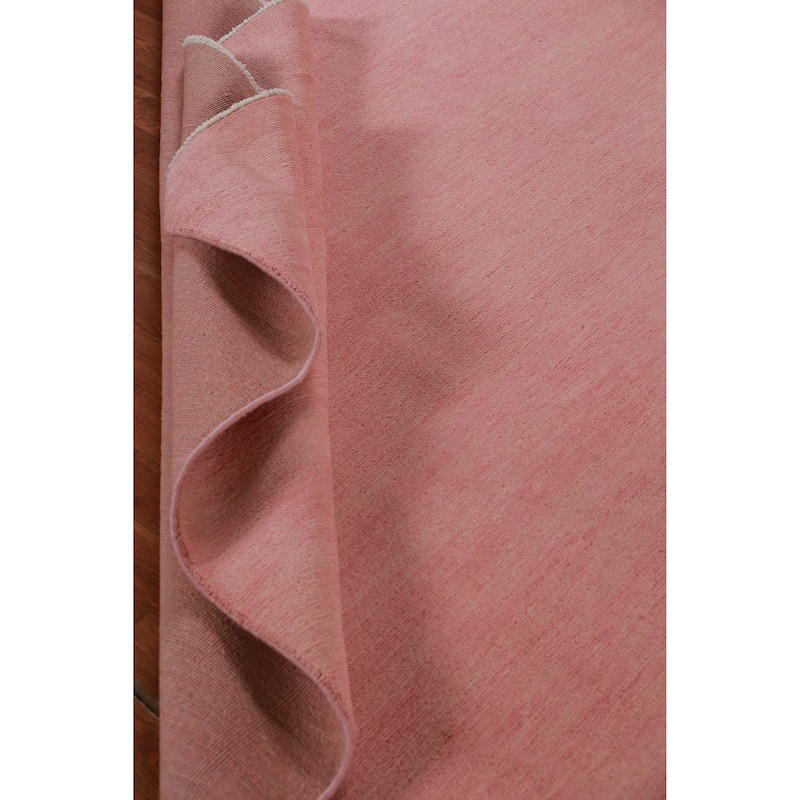 Hand Knotted Oriental 100% Wool Carpet Modern Solid Pink Gabbeh Area Rug - 9' 2'' X 6' 1''