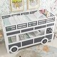 preview thumbnail 4 of 17, Grey+White Twin over Twin Solid Wood Bus-Shaped Bunk Bed with Wheels