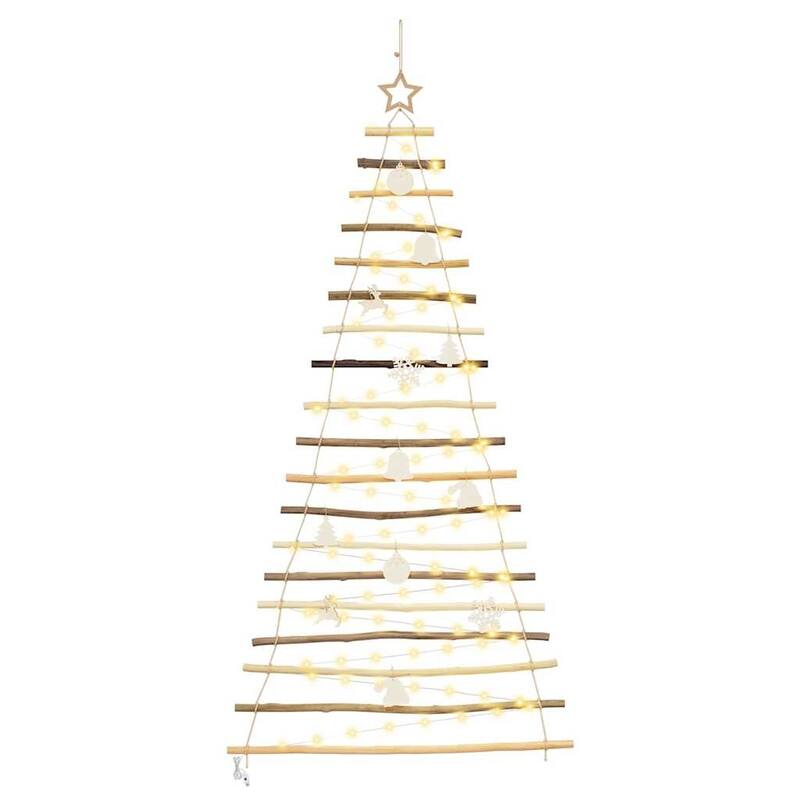vidaXL Christmas Tree with LEDs Natural Solid Ash wood
