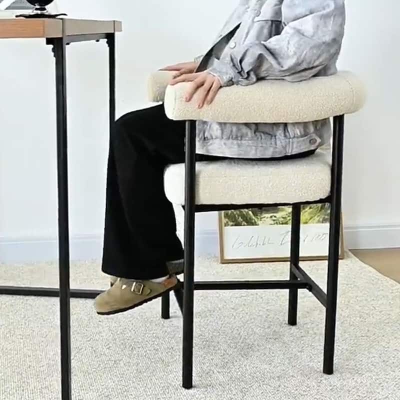 24" Boucle Upholstered Counter Stools with Arms(Set Of 4)