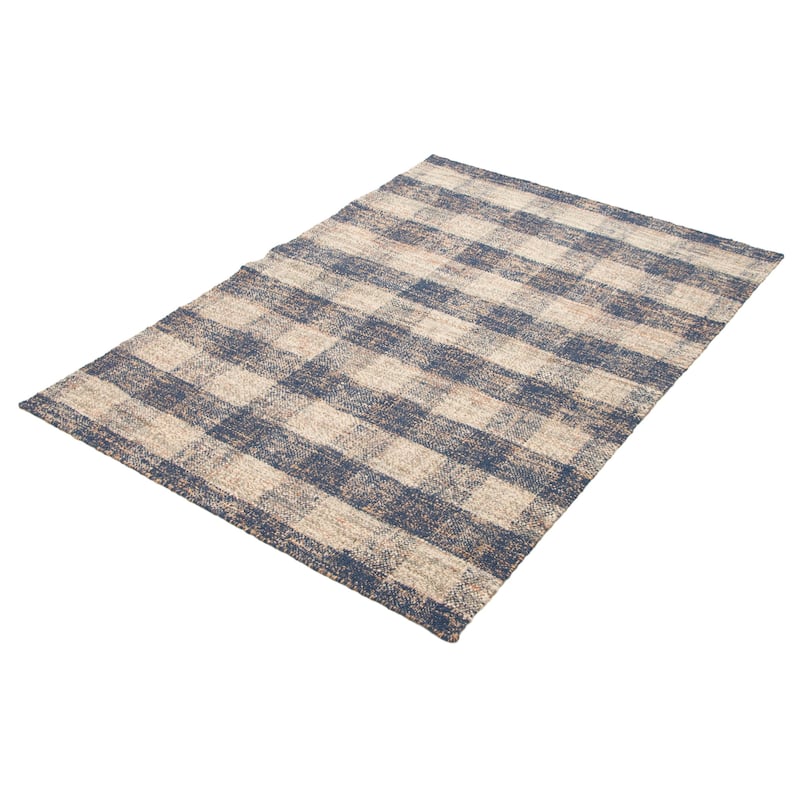 ECARPETGALLERY Flat-Weave Palas Denizli Dark Navy Jute Kilim - 5'6 x 7'7