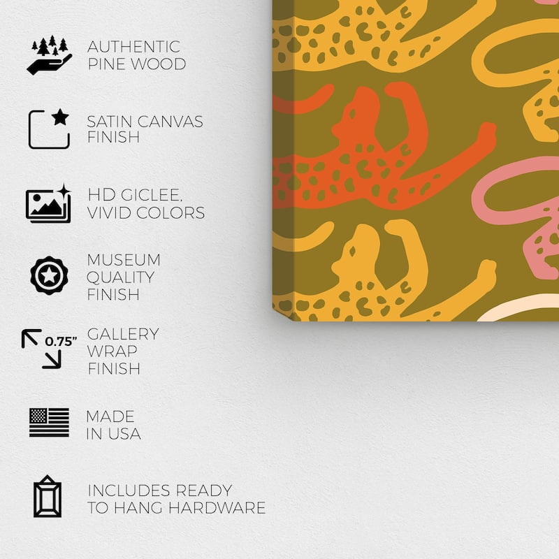 Wynwood Studio Canvas Abstract Cheetah Stretchs Pattern Green and Army Green Modern & Contemporary Wall Art Canvas Print