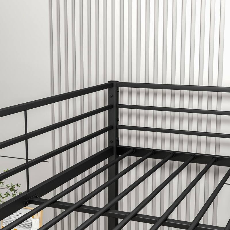 Full Over Full Metal Bunk Bed with Safety Guard Rails, Heavy Duty Space-Saving Design, Easy Assembly
